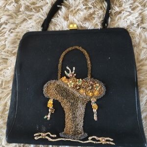 Chic Black and Gold Embellished Women's Shoulder Bag